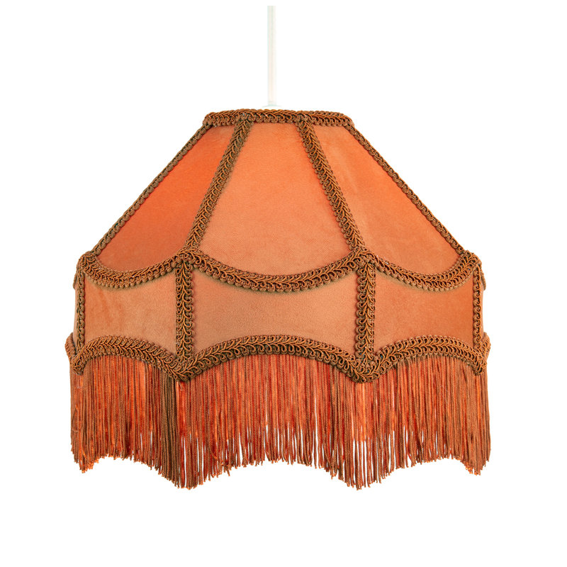 Velvet Empire Lamp Shade ( No Direct Attachment Method ), Orange, 19cm H x 30cm W x 30cm D