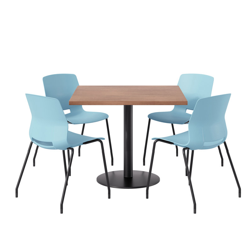 Ensemble repas pour 4 personnes à hauteur de bar, H 41 po x L 36 po x l 36 po, Bleu et noir, Cerise