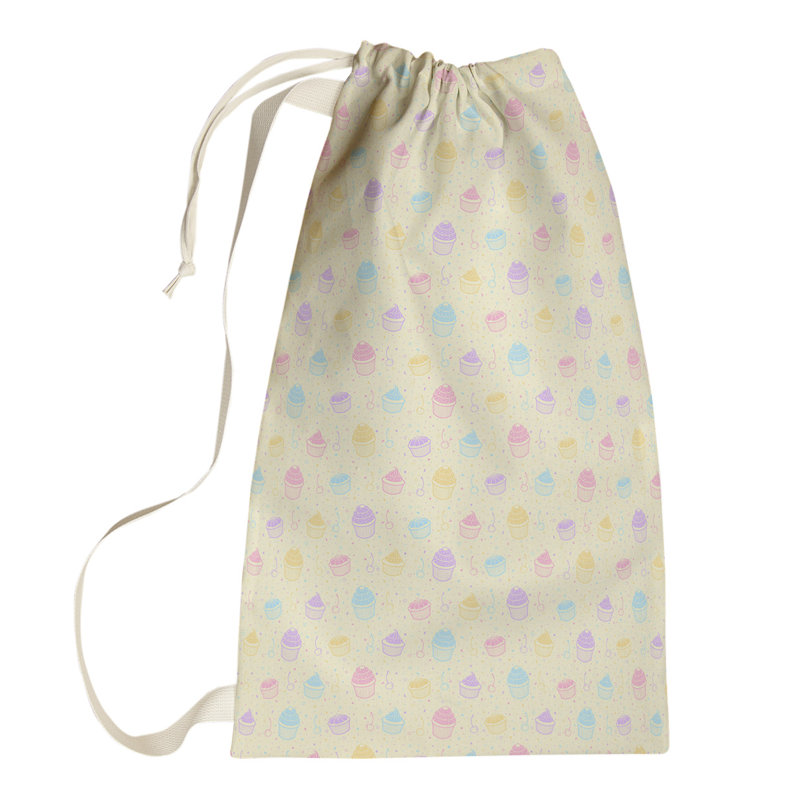 Sac à linge pastel petits gâteaux, Grand (H 76,5 po x l 29,5 po x P 1,5 po), Jaune / mauve / bleu