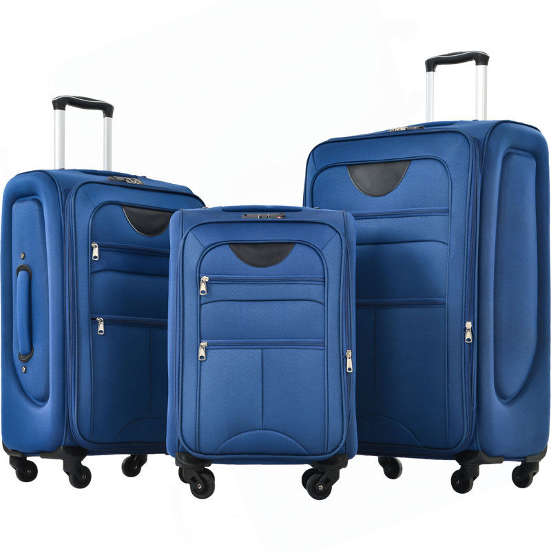 Ensemble de 3 valises extensibles Softside Valise, Bleu