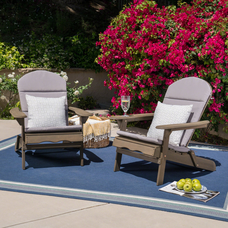 Chaise Adirondack pliante en bois massif Laffey, Gris