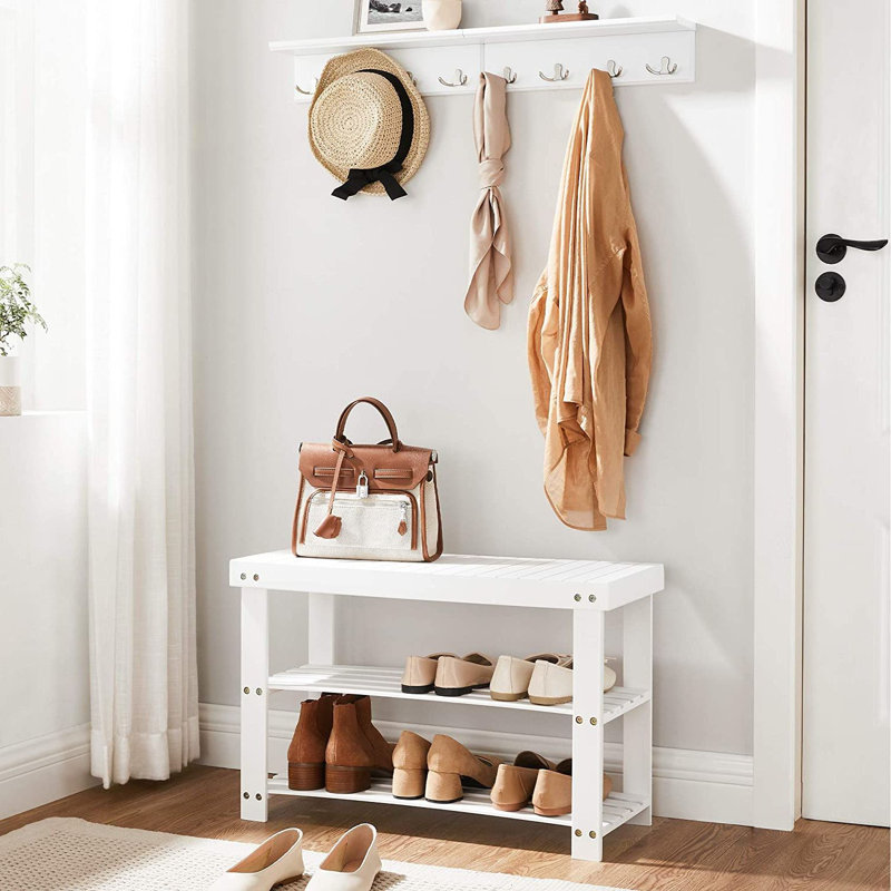 6 Pair Shoe Storage Bench, White