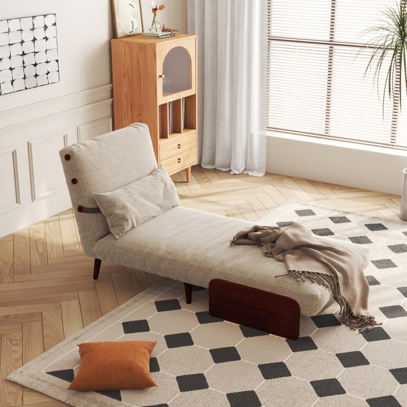  Fauteuil d'appoint inclinable Kikumi, Bois de lin brun foncé