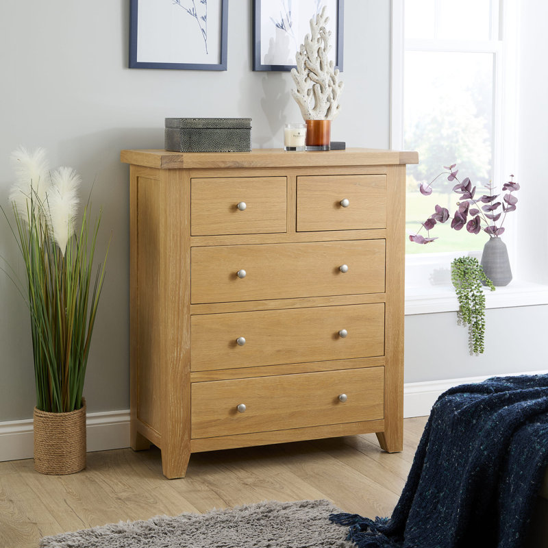 Cooksey 85cm W 5 - Drawer Chest of Drawers, Brown
