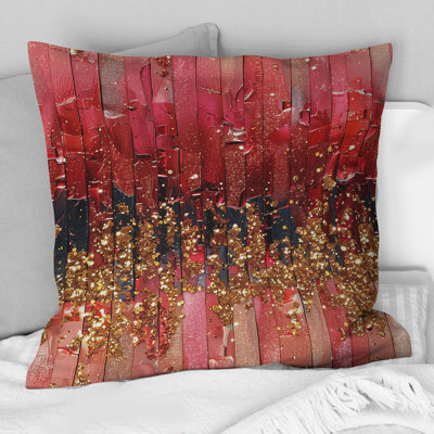 Coussin décoratif moderne rose et or scintillant I