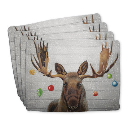 Moose Christmas Balls Braided Polyester Mindaugas Set of 4