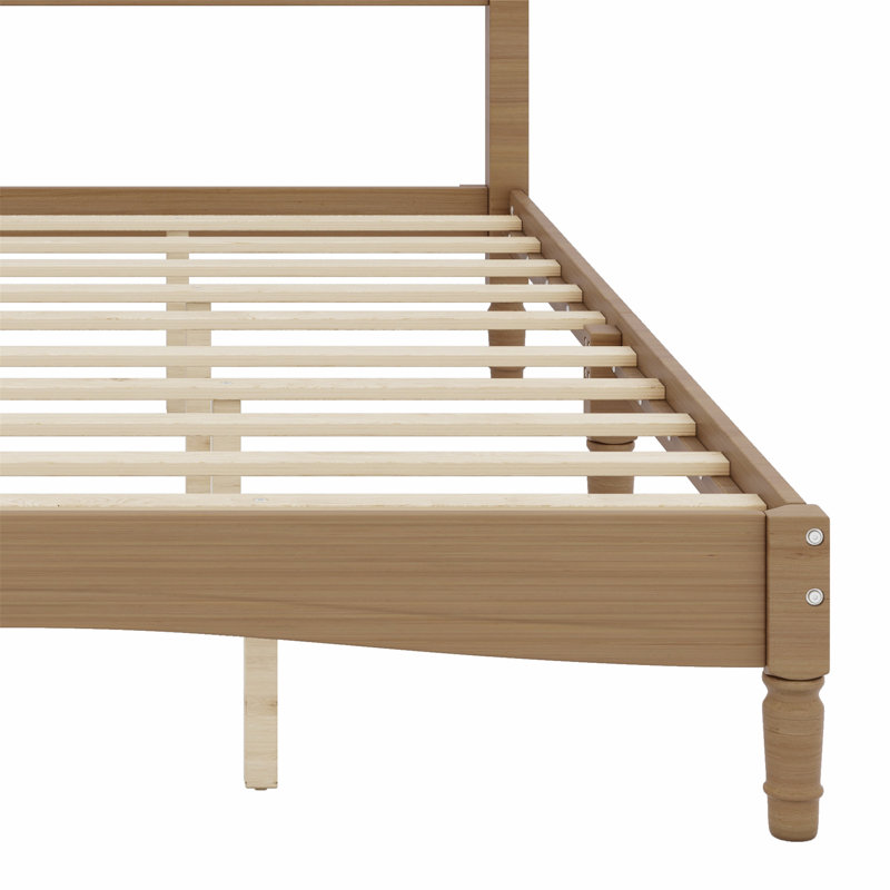 Lit plateforme en bois avec tête de lit en forme de gourde, lit plateforme de style rétro avec support à lattes en bois