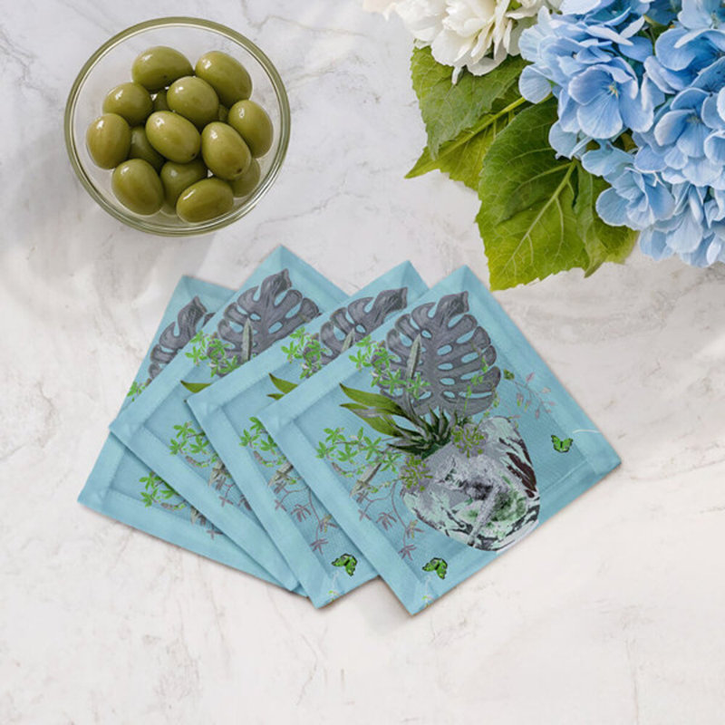 Monkey Large Jungle Cotton Sateen Cocktail Napkins, Bedford