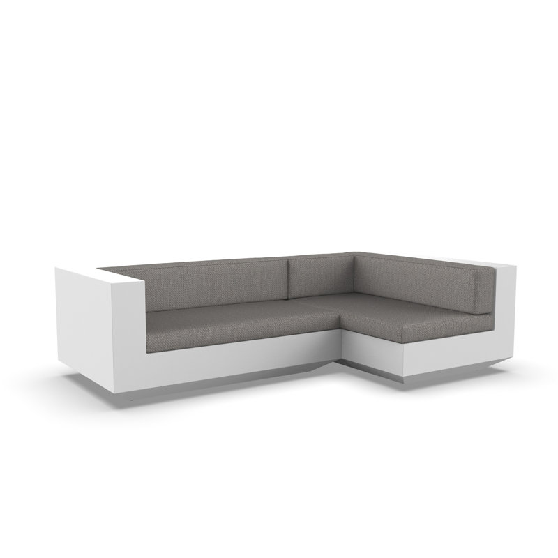Vela 102.25" Wide Outdoor Reversible Patio Sectional with Cushions, Right Hand Facing, White, White