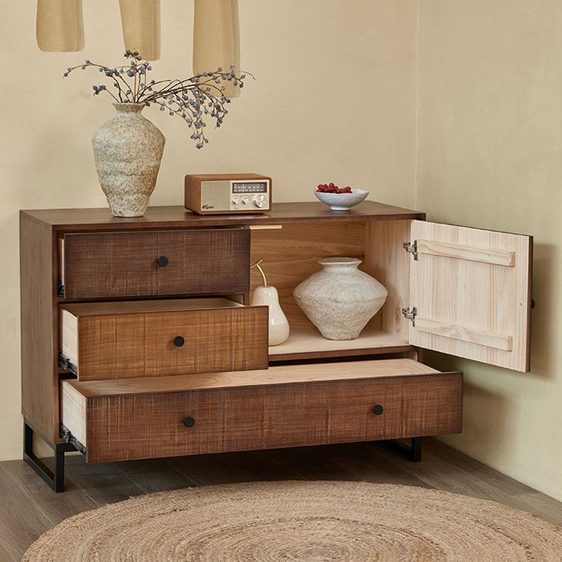 Modern Solid Wood Sideboard, 31.5" H x 39.37" W x 17.72" D