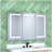48 in. W x 30 in. H Rectangular Silver Aluminum Recessed/Surface Mount Medicine Cabinet with Mirror LED and Clock