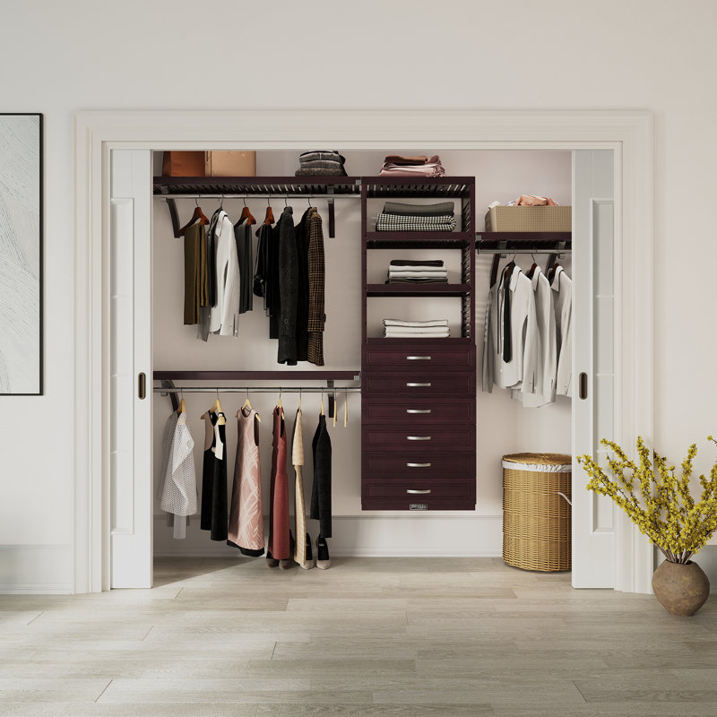 John Louis Home Solid Wood Reach-In Closet System with 6-Drawers, Espresso