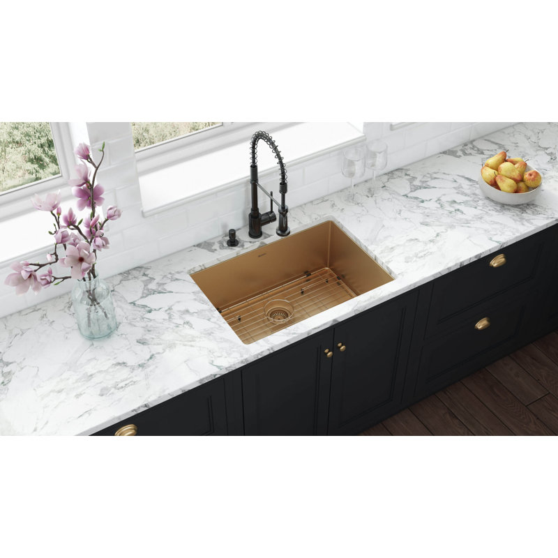 Ruvati 27-inch Undermount Stainless Steel Kitchen Sink 16 Gauge Single Bowl, Gold