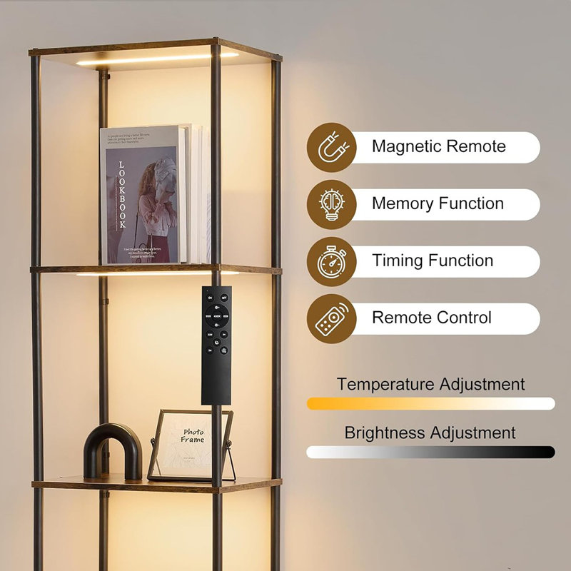 Vitrine de coin à 5 niveaux avec lumières - Vitrine à DEL à intensité variable pour objets de collection, température de couleur réglable, lampe sur pied pour le salon