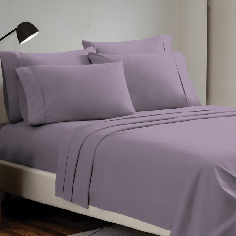Ensemble de draps 4 pièces Paarizaat 8000 Series, Ensemble de draps pour taille de lit double avec t, Lilas
