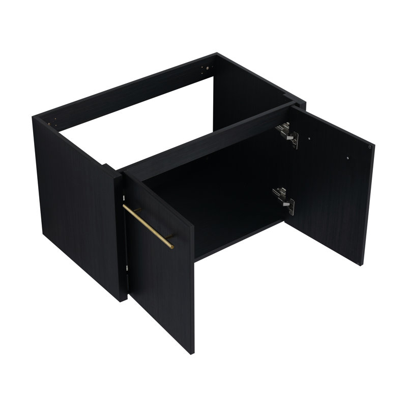 Meuble-lavabo mural de 30 po - Châtaignier noir, élégant avec porte à fermeture en douceur et beaucoup d'espace de rangement