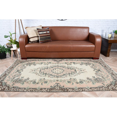 Tapis turc authentique pour la cuisine et la chambre à coucher en brun - Cadeau rétro Anatolian Oushak pour la maison