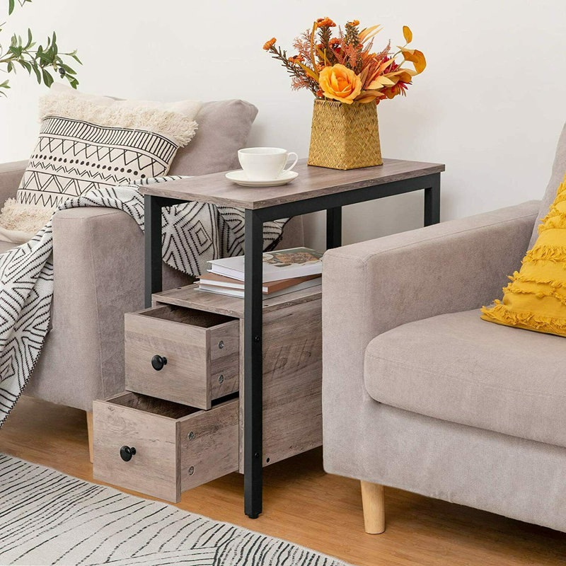 Ashippun 24'' Tall 2 - Drawer Side Table with Storage, Grey