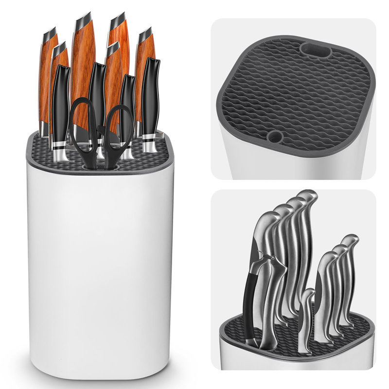 2 in 1 Universal Square Knife Holder, White