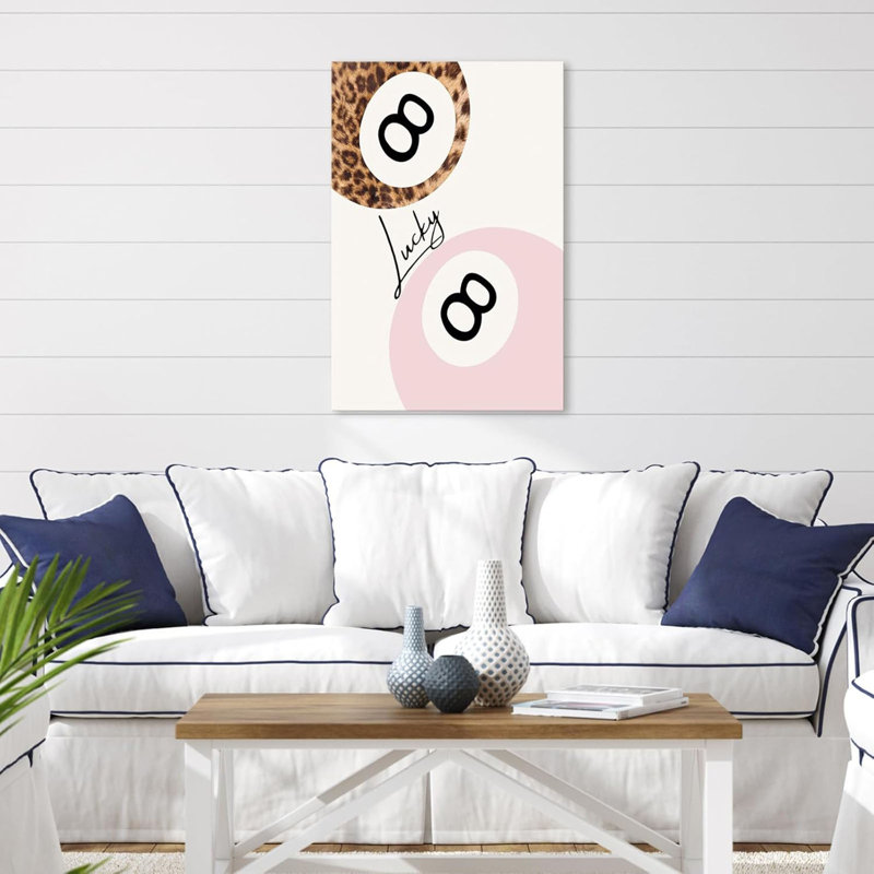 «Lucky Girl Aesthetic Wall Art Funky Y2K Leopard Pool Ball», affiche sur toile pour dortoir tendance