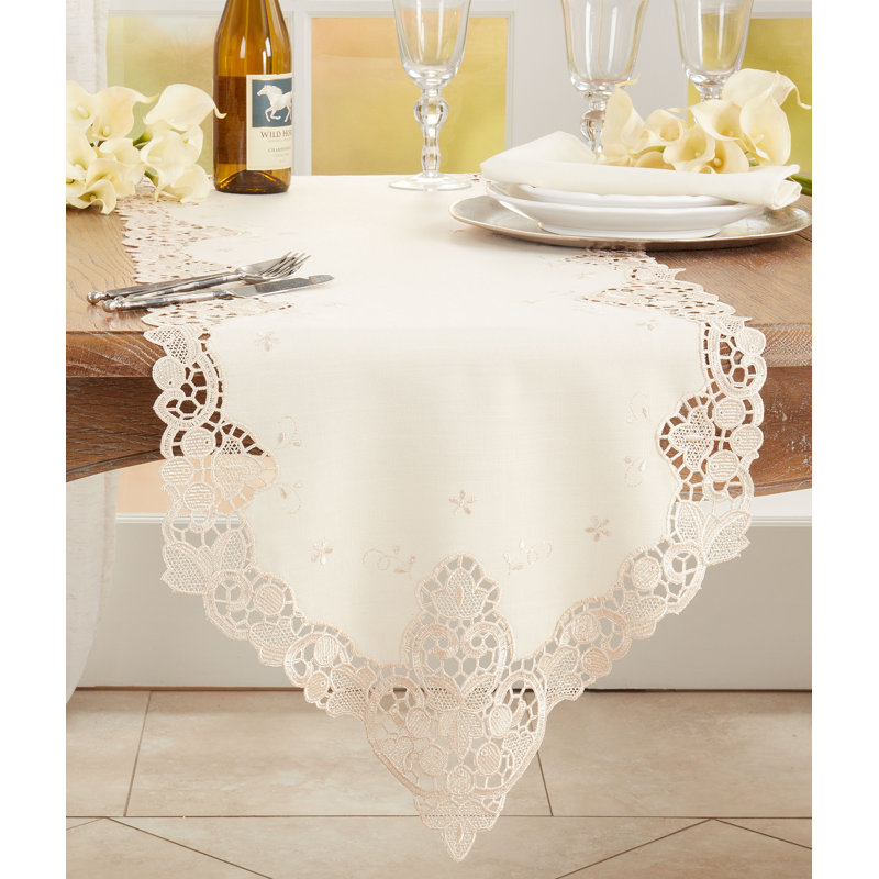 Runner_Lace Design Dining Table Runner, Ecru