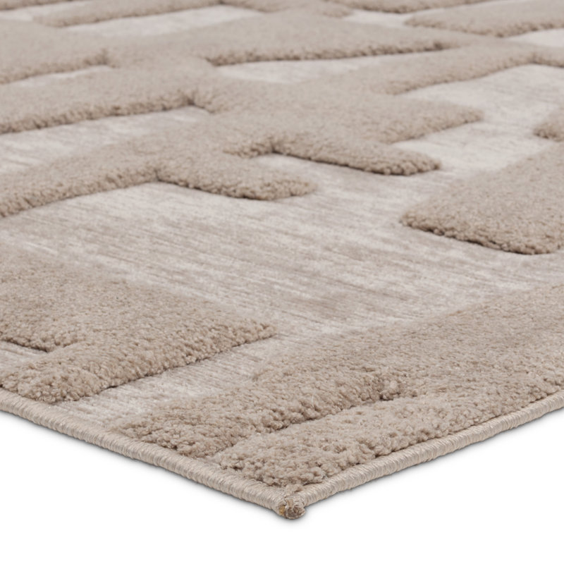 Ivy Bronx Corsen Powerloomed Abstract Tan/Taupe Area Rug, Rectangle 9'6" x 13'6"