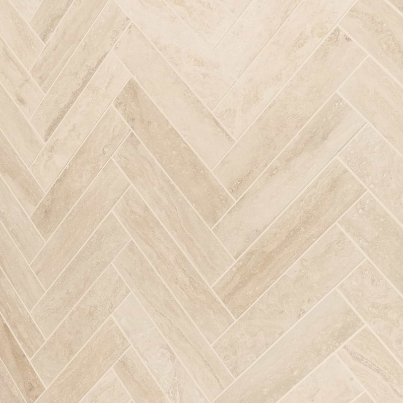 Travertine 2.5x12 Filled Brushed Vein Cut Tile, Ivory Brushed