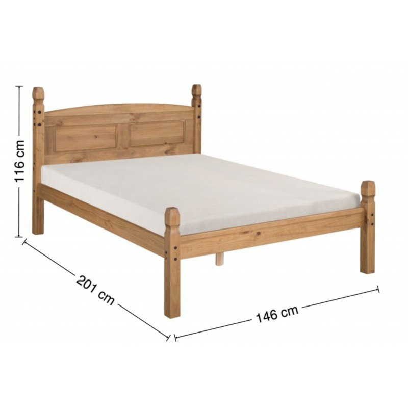 Corona Low Foot End Bed Frame, Double (4'6), Antique Wax
