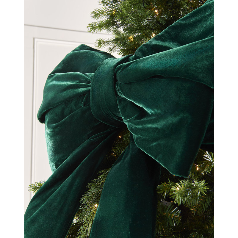 133cm Solid Colour Velvet Bow, Sage Green