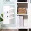 Grande armoire en bois blanche pour le rangement de la salle de bain - Tour autoportante avec miroir et tablettes réglables pour salon délicat