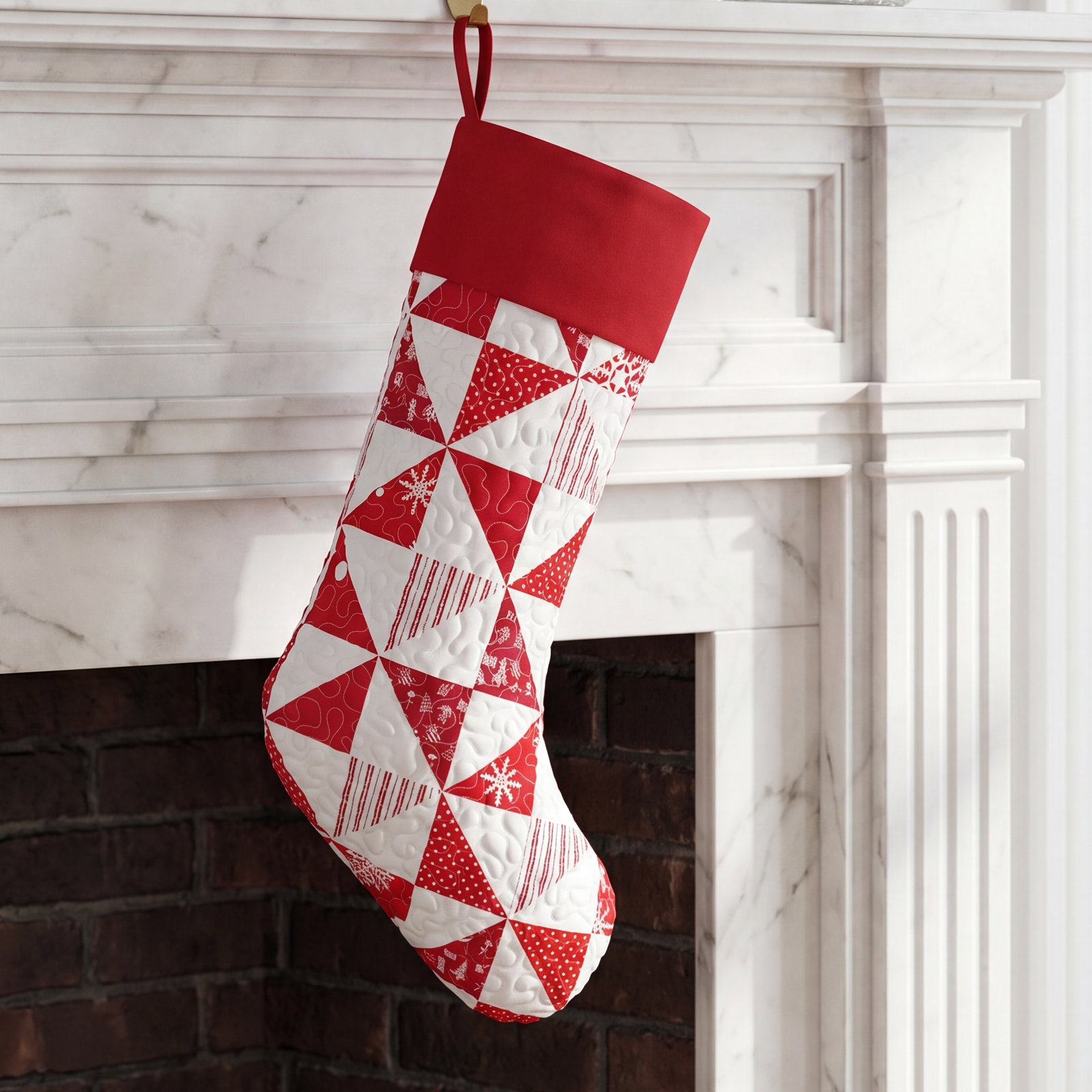 Mistletoe and Co. Quilted Triangles Stocking