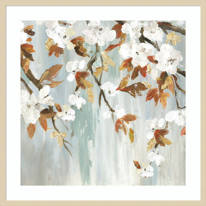 «Golden Blooms III» par Asia Jensen, impression sur bois encadrée, H 33 po x l 33 po