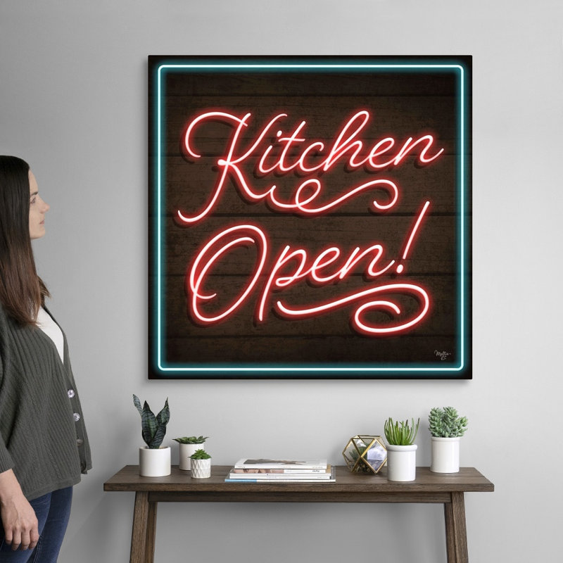 " Neon Kitchen Open " by Mollie B., Wrapped Canvas, 36" H x 36" W x 1.25" D