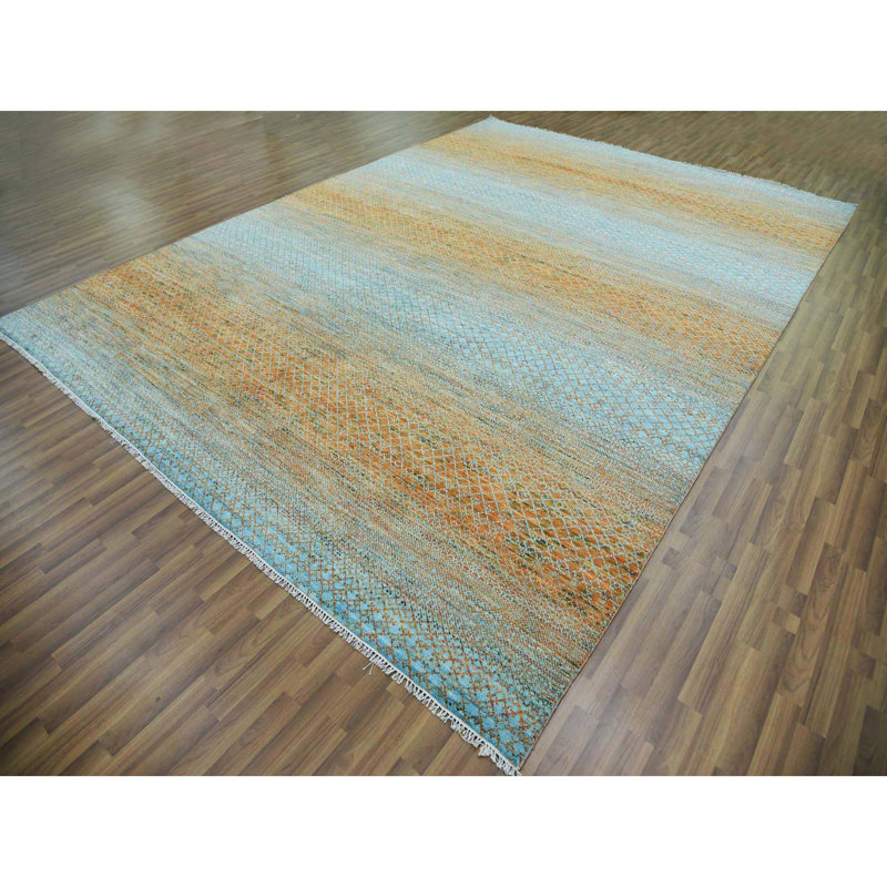 Tapis oriental 10 po x 1 po x 14 po en laine pure épaisse et moelleuse nouée à la main de la collection moderne clair-obscur 44D5572D608C432187DE8844DA6497B9