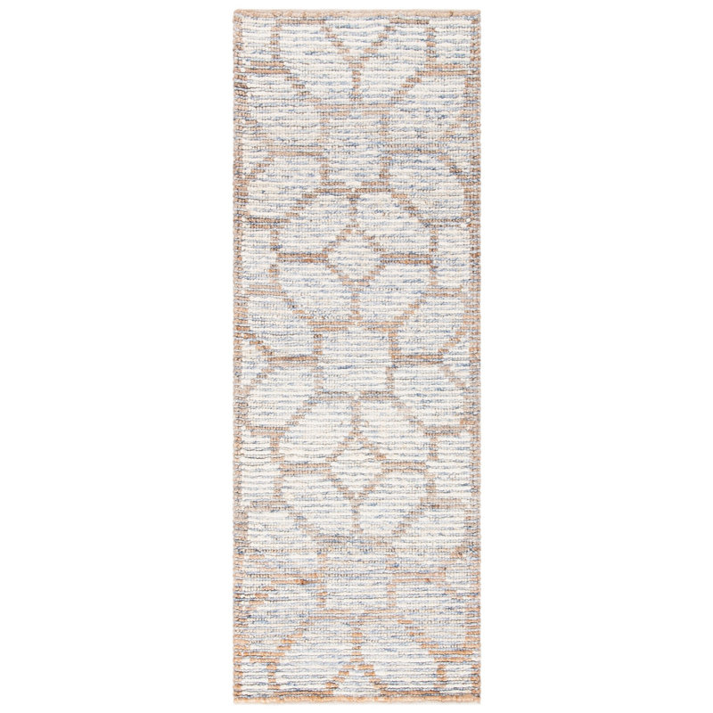 Adriel Natural Fiber Hand Woven Wool/Jute Geometric Rug in Brown, Runner 2'3" x 7'