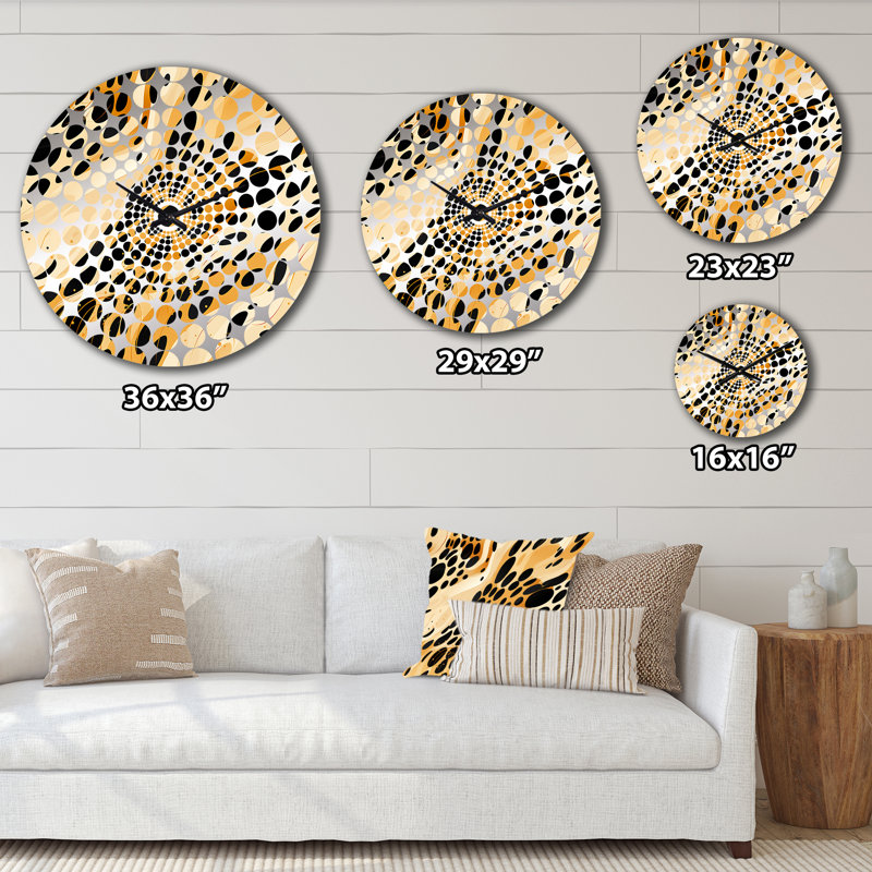 Horloge murale abstraite orange et noire - Élégance classique, Très grand