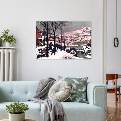 «Hunters in the Snow», reproduction d'art abstrait classique de paysage cheval contemporain