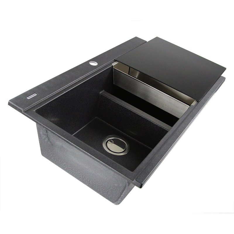 Plymouth 34'' L Double Basin Kitchen Sink, Black