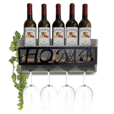 Hansmartin 5 Bottle Wall Mounted Wine Bottle Rack in Gray