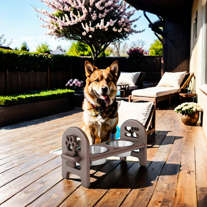 Bol ajustable brun pour animaux de compagnie