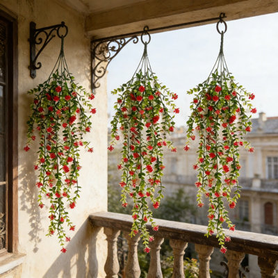 3 plantes artificielles suspendues vigne de verdure - pour le mur, la maison, le salon, le porche et la décoration intérieure-extérieure