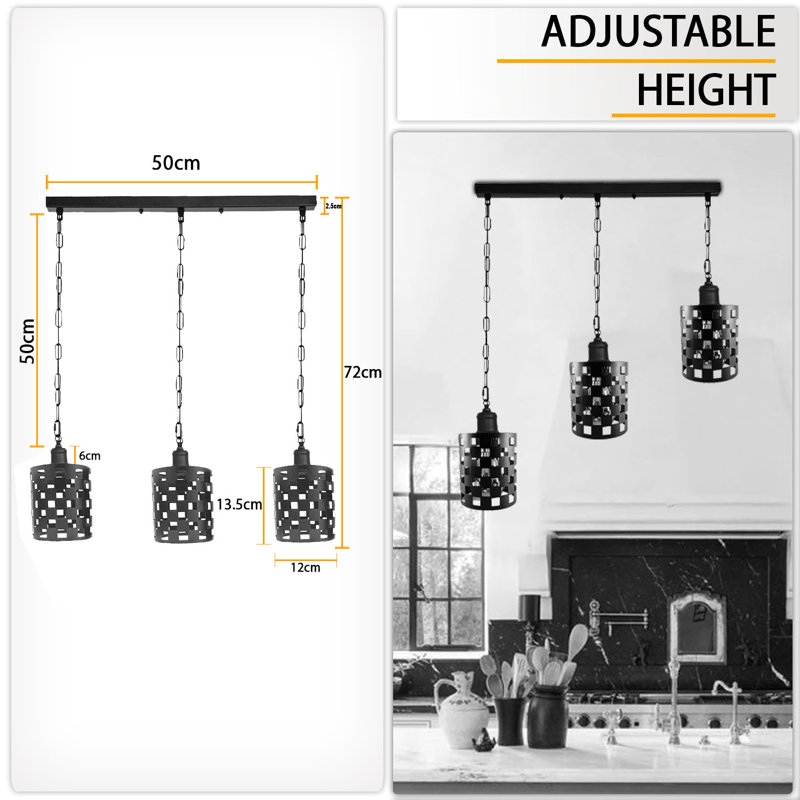 Trapeza 3 - Light Kitchen Island Pendant, Black