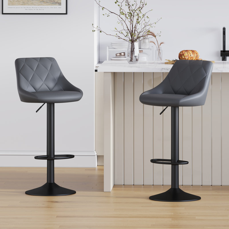 Swivel Adjustable Height Counter Stool with Metal Frame, Grey