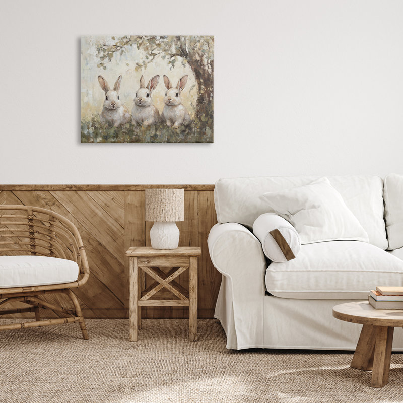 Fairytale Bunnies under Tree Canvas, design by Petal Prints Design, 16" H x 20" W