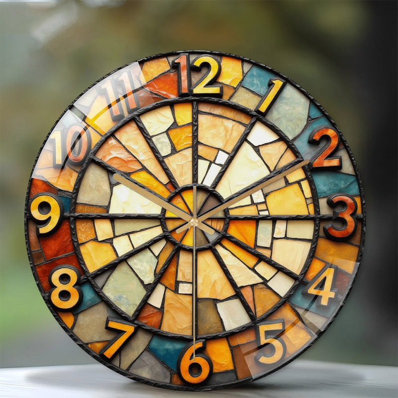 Horloge murale rétro en verre coloré vintage 12 po