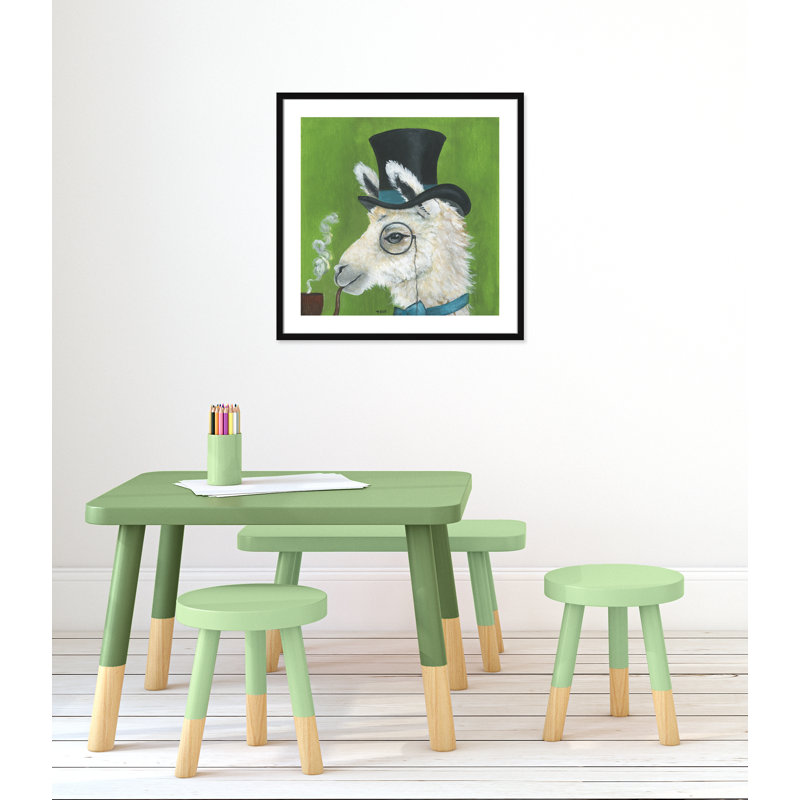 Lama et tuyau, art encadré, H 27,5 po x l 27,5 po x P 1,18 po, Cadre noir