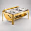 Ensemble rectangulaire de chafing dish de 9 pintes à couvercle roulé avec casserole pleine grandeur, en acier inoxydable doré, idéal pour un buffet élégant et un service événementiel.