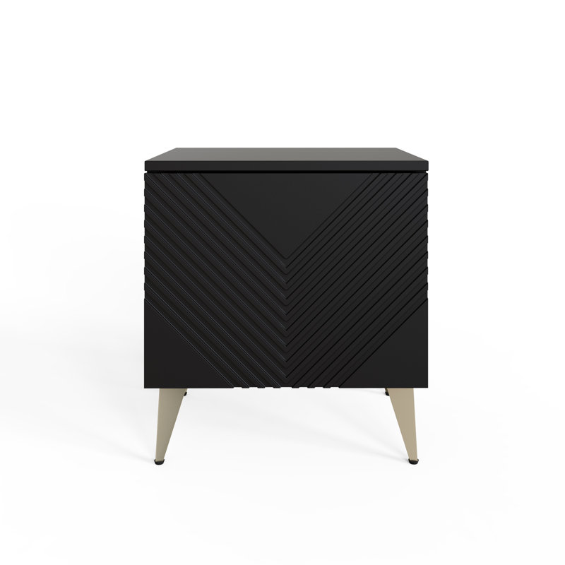 AVA Side Table with Storage , Black