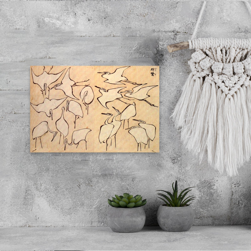 Cranes, reproduction d'art classique classique rétro, faune côtière, H 12 po x l 18 po