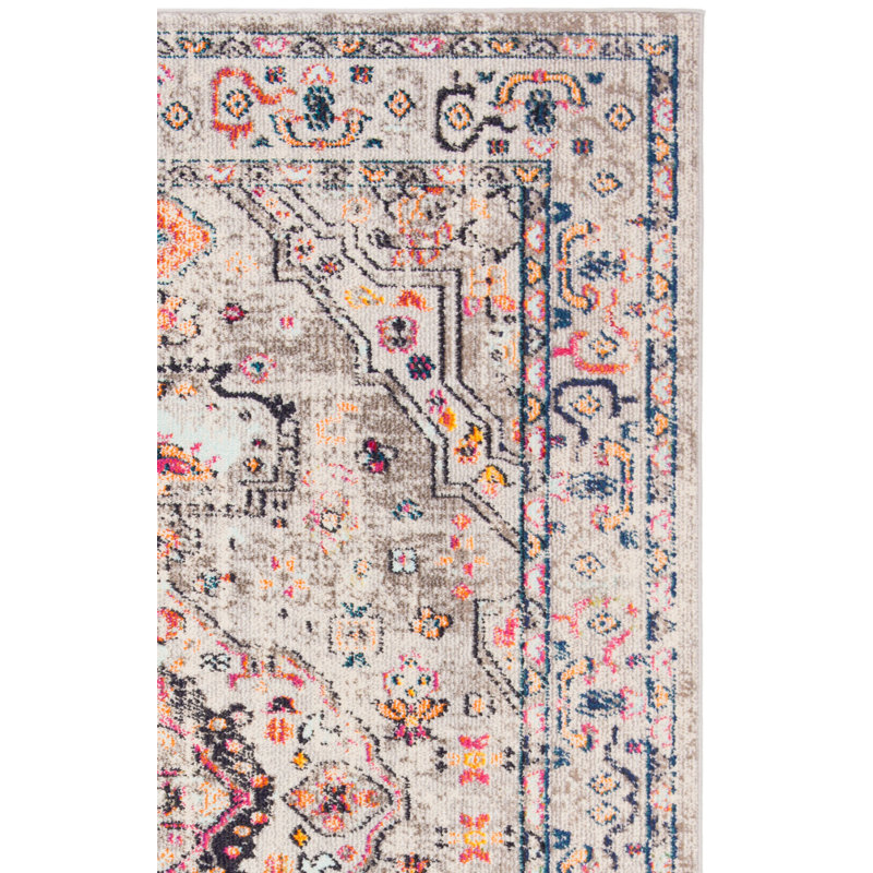 Felty Oriental Gray/Blue/Orange Area Rug, Square 11'